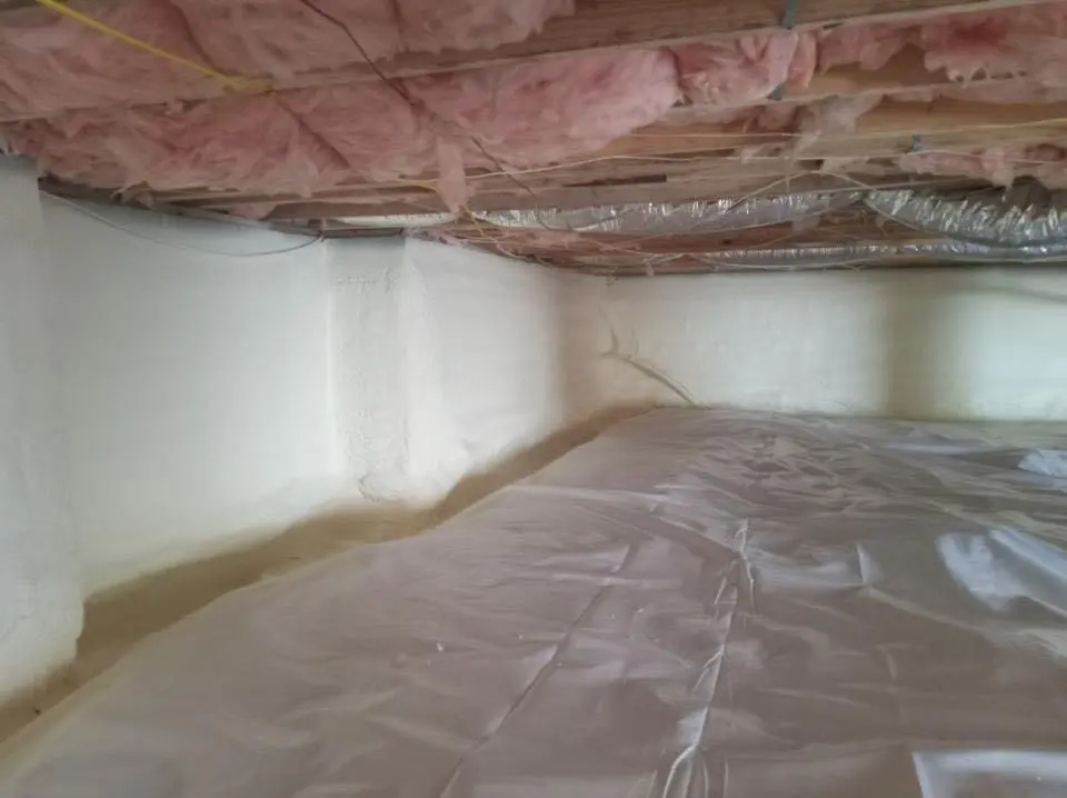 Crawl space encapsulation with closed-cell spray foam for Roof Maintenance in Stowe